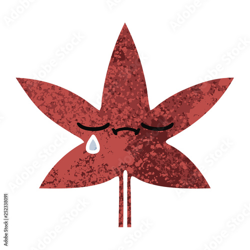 retro illustration style cartoon autumnal leaf