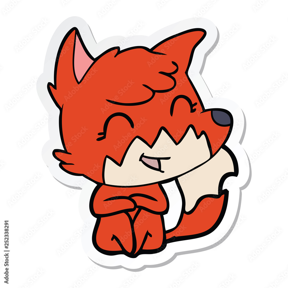 sticker of a happy cartoon fox sticker of a happy cartoon fox