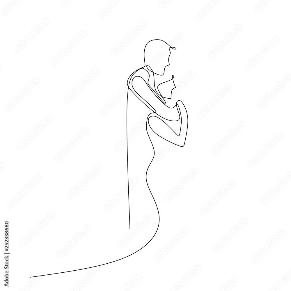 Couple Love Romantic Vector Hd Images, Continuous Line Drawing Of