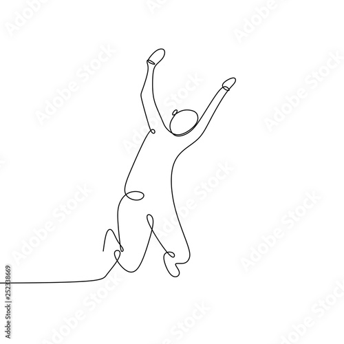 Continuous line drawing of happy man vector illustration