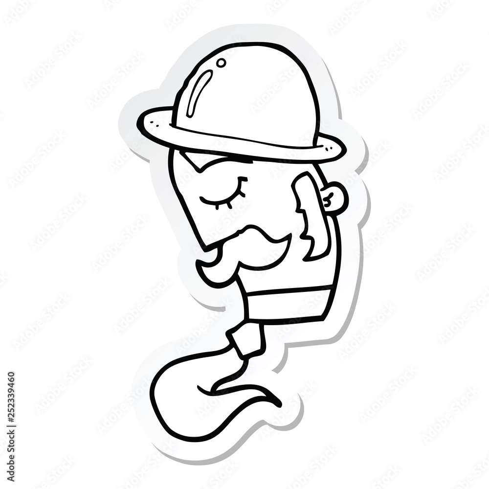 sticker of a cartoon man wearing hat sticker of a cartoon man wearing hat
