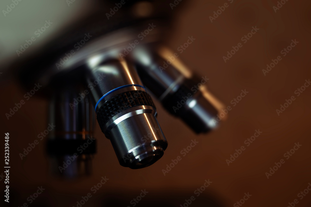 Laboratory microscope for scientific research. Microscope is used for conducting planned, research experiments, educational demonstrations in medical and clinical laboratories. Laboratory microscope for scientific research. Microscope is used for conducting planned, research experiments, educational demonstrations in medical and clinical laboratories.