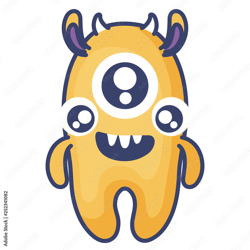 Naklejka premium crazy monster with three eyes comic character
