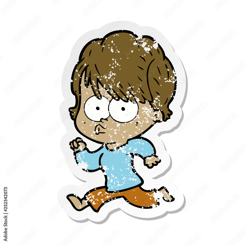 distressed sticker of a cartoon woman distressed sticker of a cartoon woman