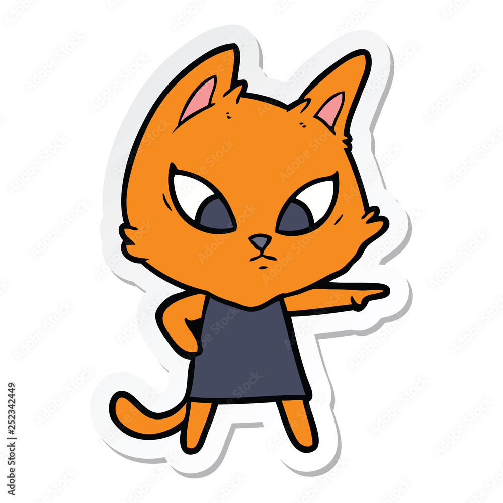 sticker of a confused cartoon cat sticker of a confused cartoon cat