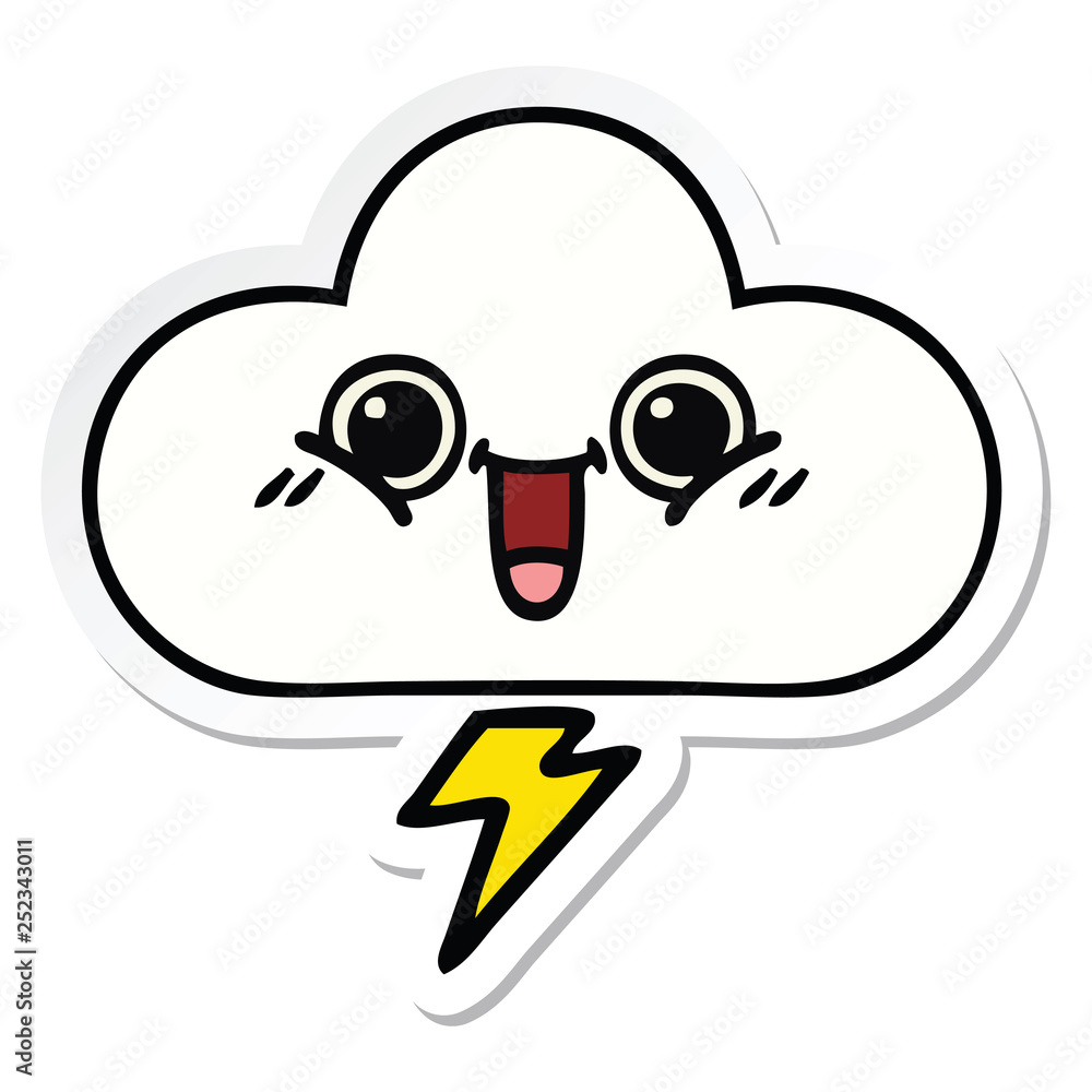 sticker of a cute cartoon storm cloud sticker of a cute cartoon storm cloud