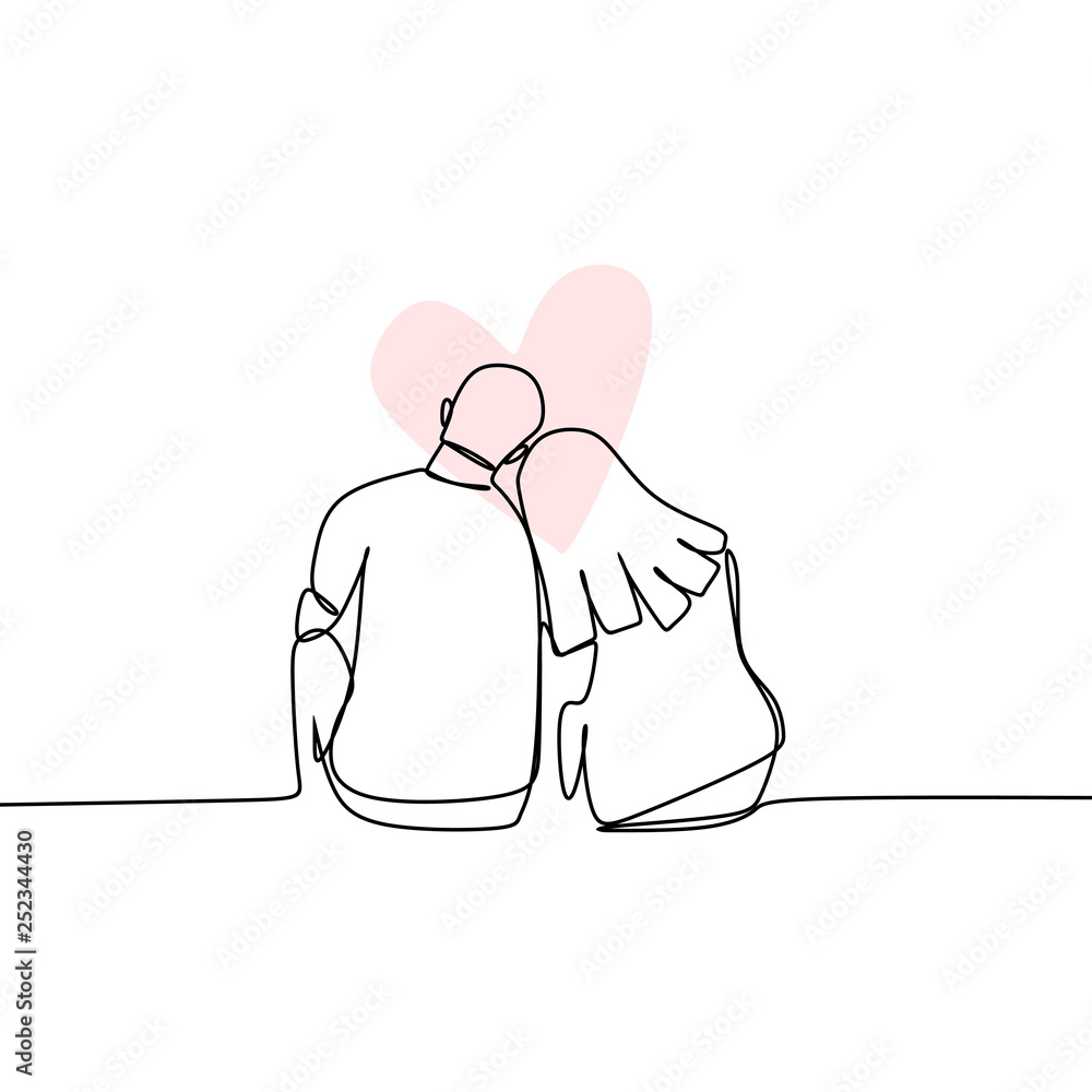 Vecteur Stock Concept of romantic couple in love continuous line