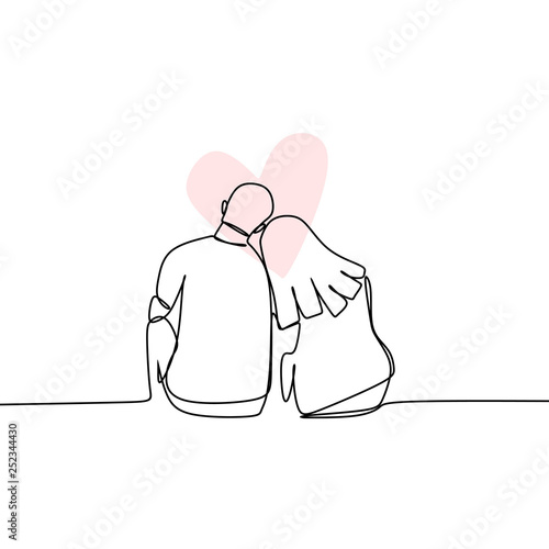 Concept of romantic couple in love continuous line drawing vector illustration