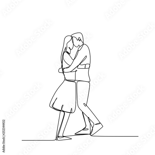 Concept of romantic couple in love continuous line drawing vector illustration