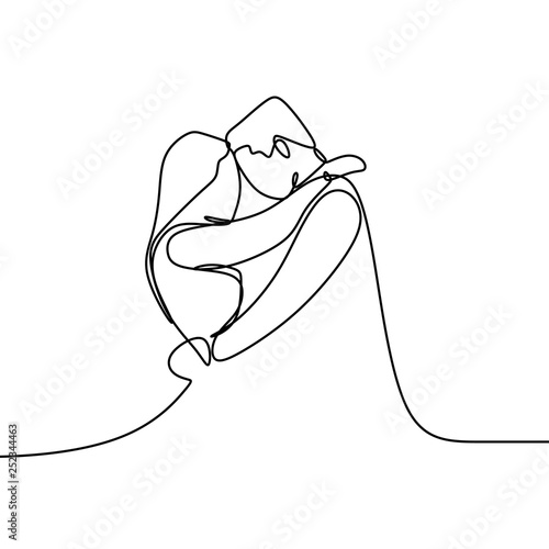 Couple in love with continuous one line drawing vector illustration