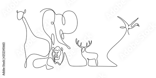 Animal zoo continuous line ...