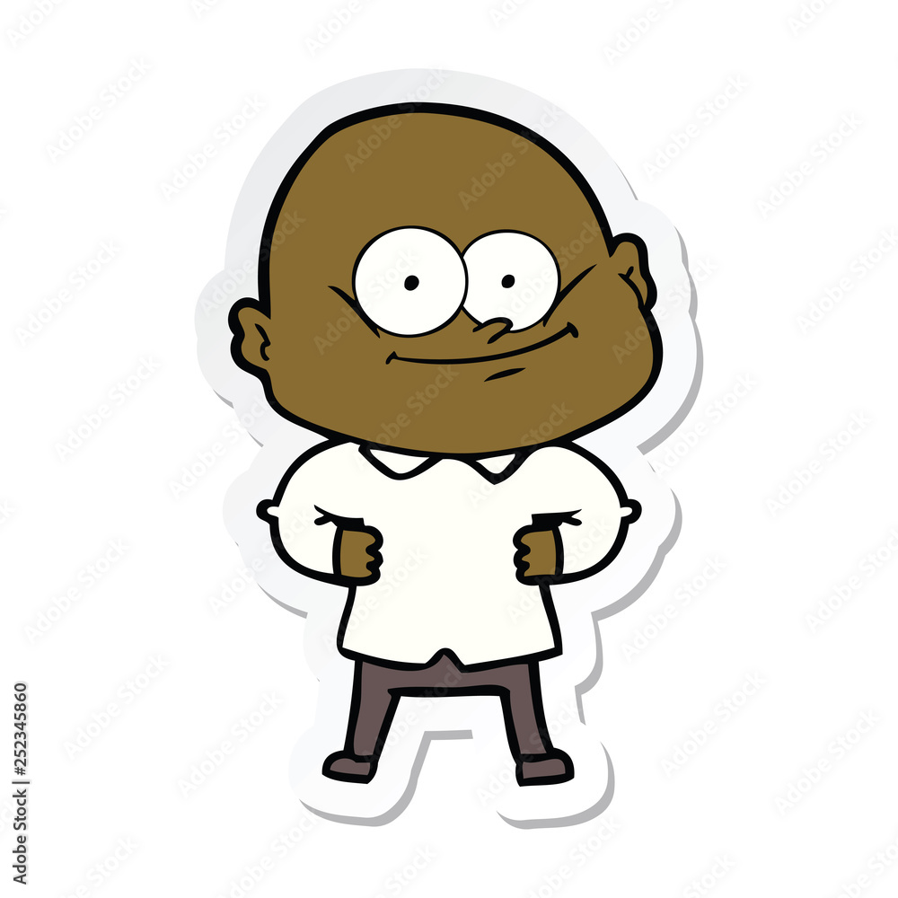 sticker of a cartoon bald man staring sticker of a cartoon bald man staring