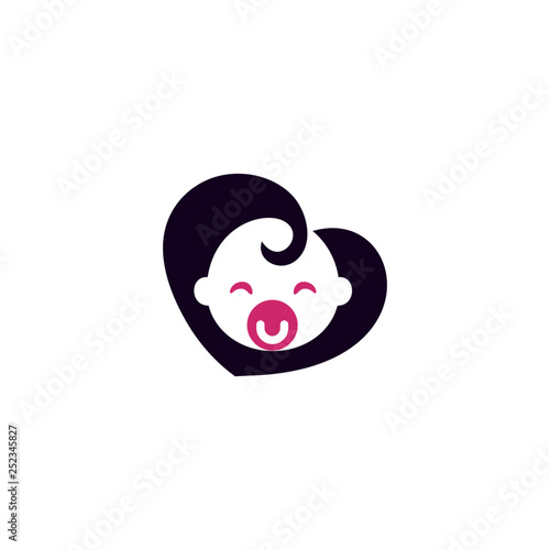 Sleeping Cute Baby Logo Designs Template