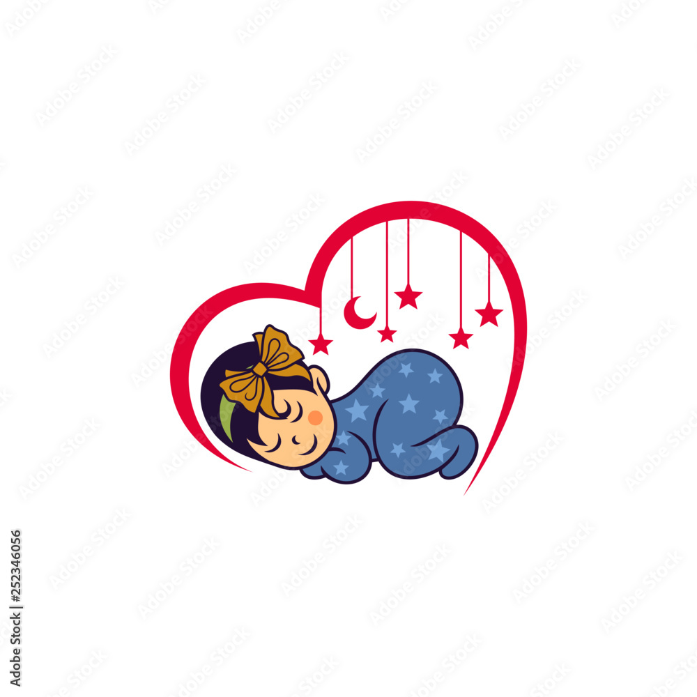 Fototapeta premium Sleeping Cute Baby Logo Designs Template