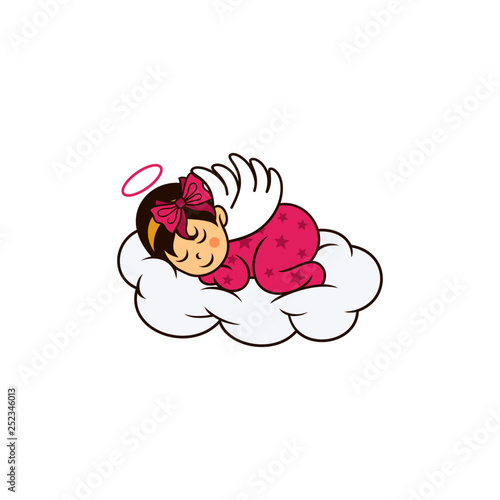 Sleeping Cute Baby Logo Designs Template