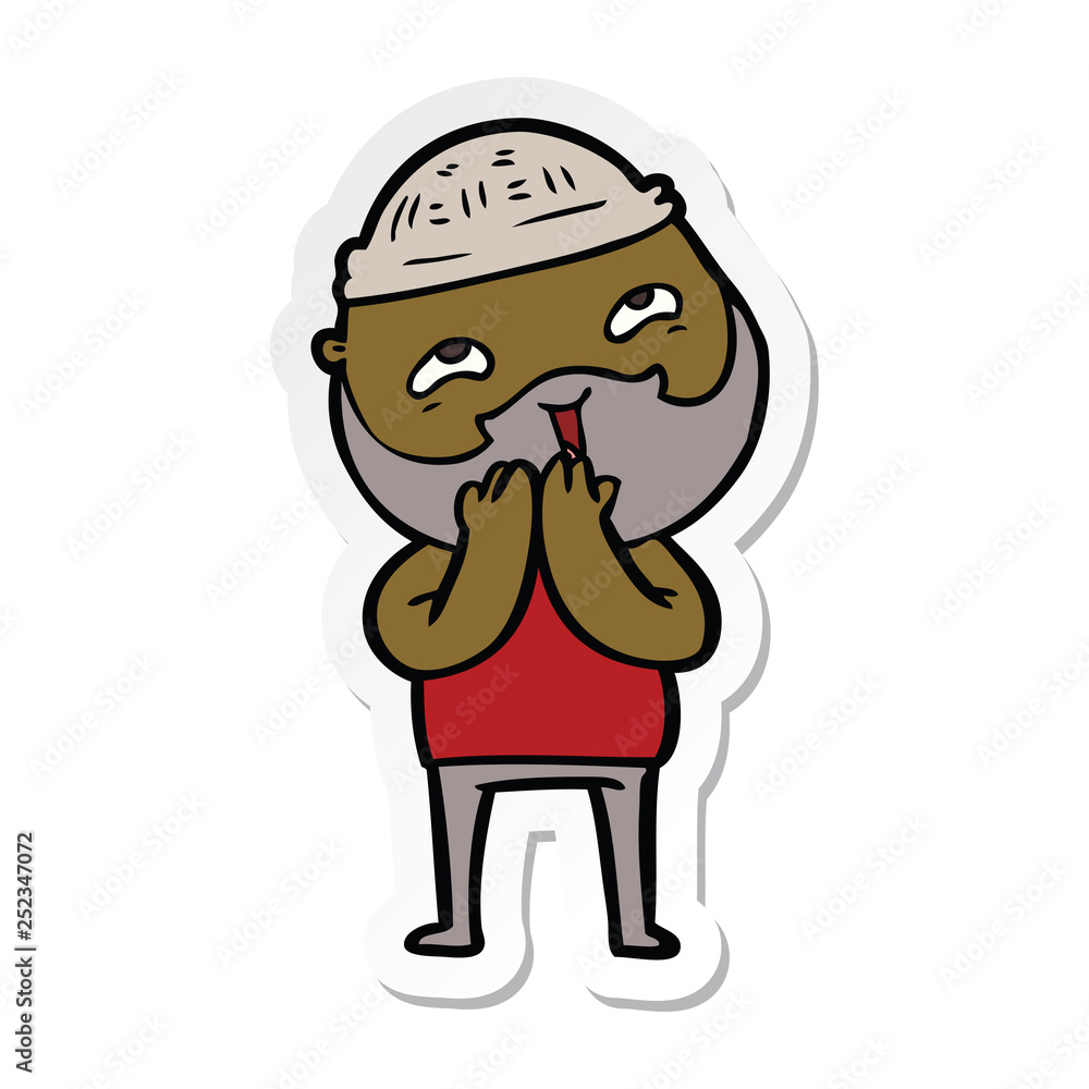 sticker of a cartoon happy bearded man sticker of a cartoon happy bearded man