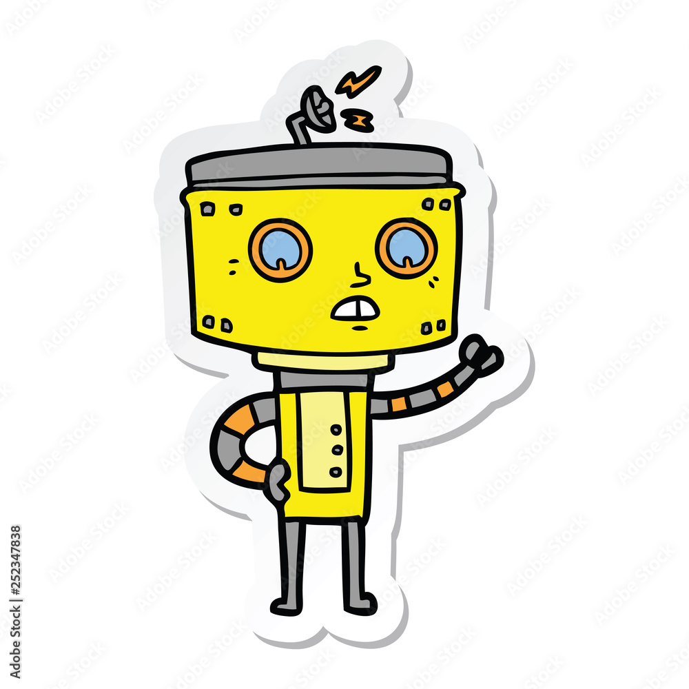 sticker of a cartoon robot sticker of a cartoon robot