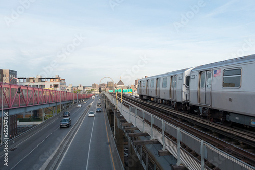 elevated train and highway