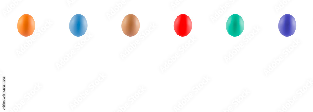 White banner with colourful Easter eggs at the top