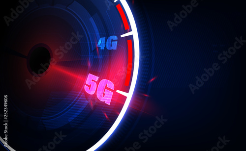 High speed internet 5G connection ideas, speedometer and internet  5G connection. Vector illustrations