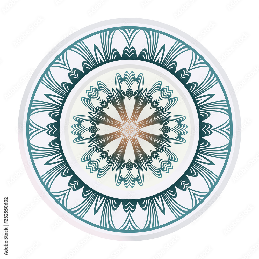 Decorative Round Ornament Mandala From Floral Elements. Vector Illustration. Oriental Pattern. Indian, Moroccan, Mystic, Ottoman Motifs. Anti-Stress Therapy Pattern