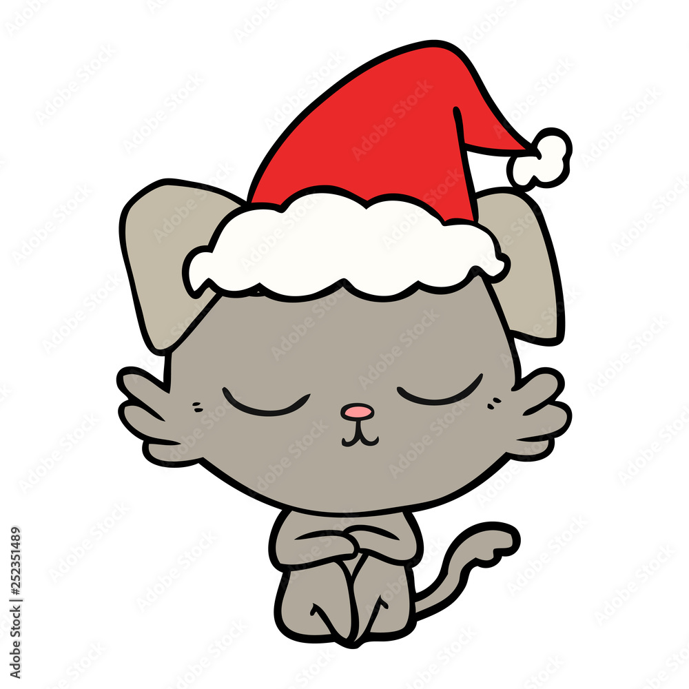 cute line drawing of a dog wearing santa hat cute line drawing of a dog wearing santa hat