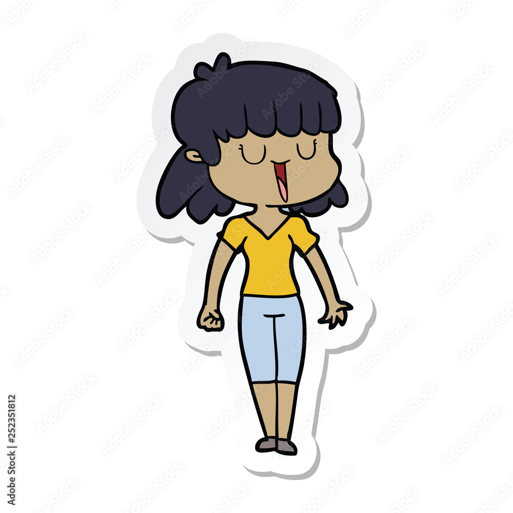 sticker of a cartoon woman sticker of a cartoon woman