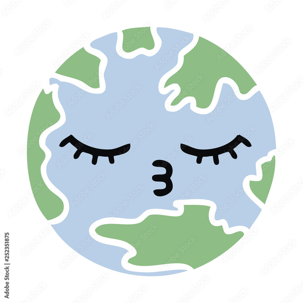 flat color retro cartoon planet earth flat color retro cartoon planet earth