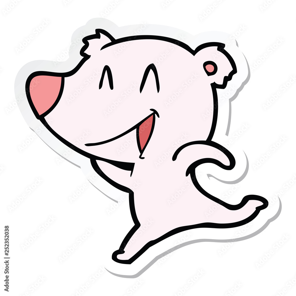 sticker of a laughing bear cartoon sticker of a laughing bear cartoon