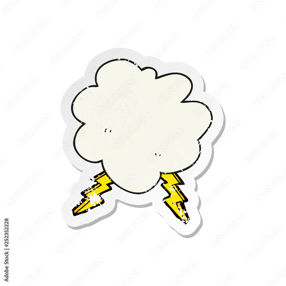 retro distressed sticker of a cartoon storm cloud retro distressed sticker of a cartoon storm cloud