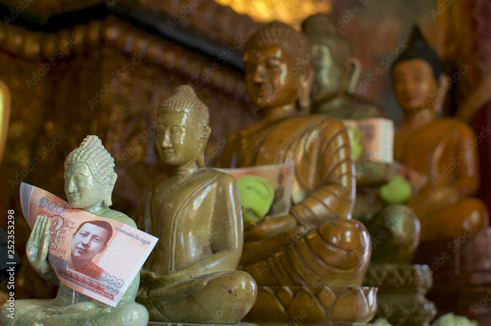 Buddha statues at Wat Phnom in Phnom Penh, Cambodia