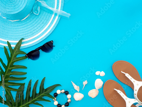 Summer travel ideas and beach objects