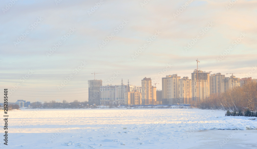 Naklejka premium View of Neva River at winter.