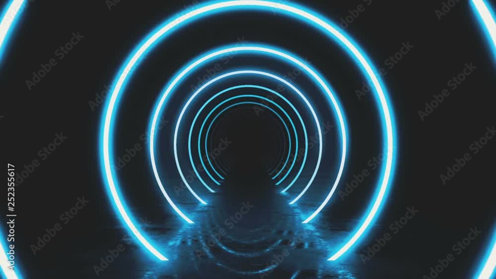 Abstract background with animation of flight in abstract futuristic tunnel with neon light. Animation of seamless loop. Abstract background with animation of flight in abstract futuristic tunnel with neon light. Animation of seamless loop.