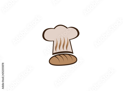 Baker's hat and hot bread for logo design