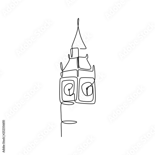 Big Ben clock tower continuous one line drawing minimalist design vector illustration