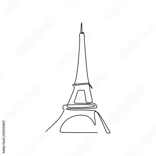Eiffel tower in Paris continuous line drawing vector illustration