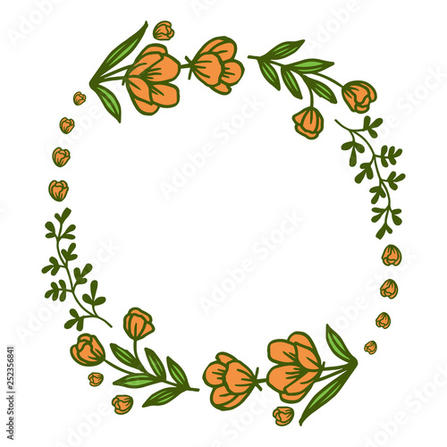 Vector illustration beautiful orange floral frame style hand drawn