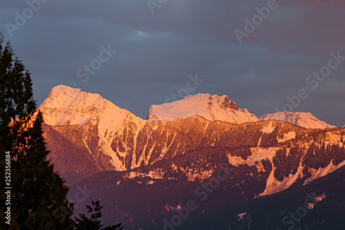 Mt. Cheam at sunset, Chilliwack, British Columbia, Canada photo