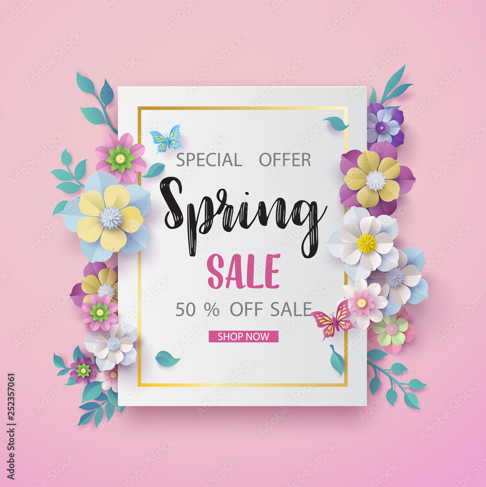 Obraz premium Spring Sale Poster with Colorful Flowers