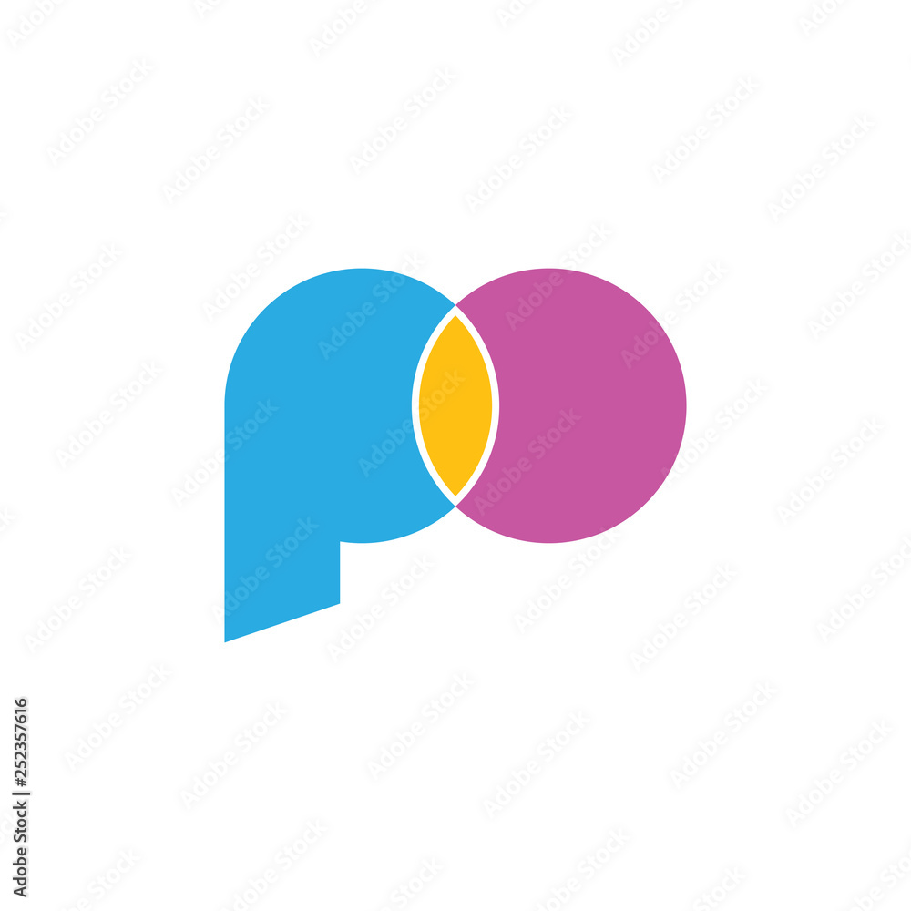 letters po linked circle simple logo vector
