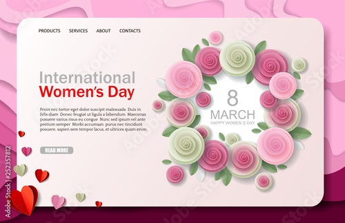 International Womens Day vector website landing page design template