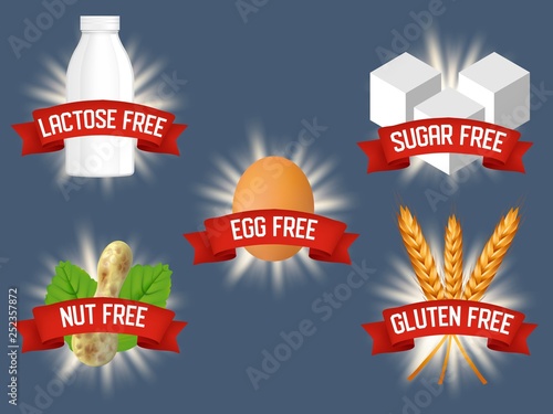 Vector set of labels for allergen free products