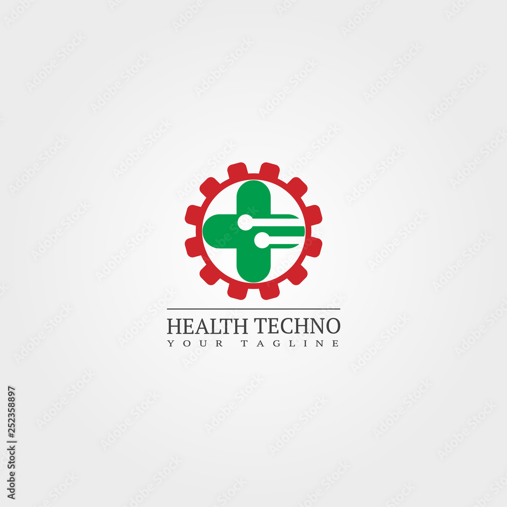 Digital health icon template, vector logo technology for business corporate, medical tech, creativity symbol, illustration -vector