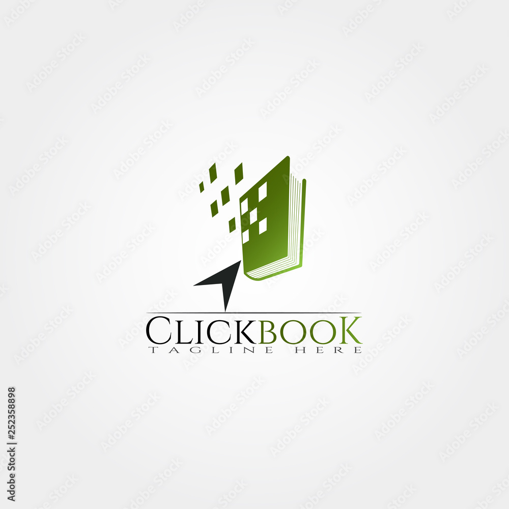 Click book library icons template, creative vector logo design, illustration element.