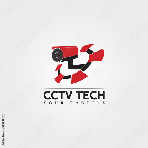 Cctv camera icon template, vector logo technology creative, illustration element