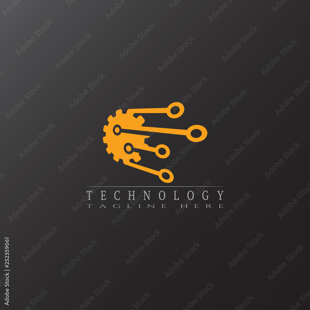 Technology icon template, creative vector logo design, connection, illustration elements.
