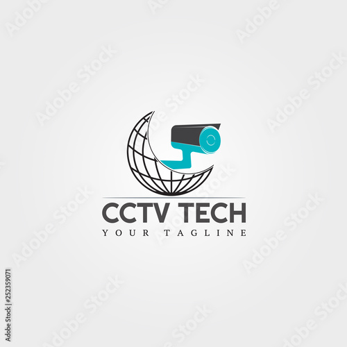 Cctv camera icon template, vector logo technology creative, illustration element