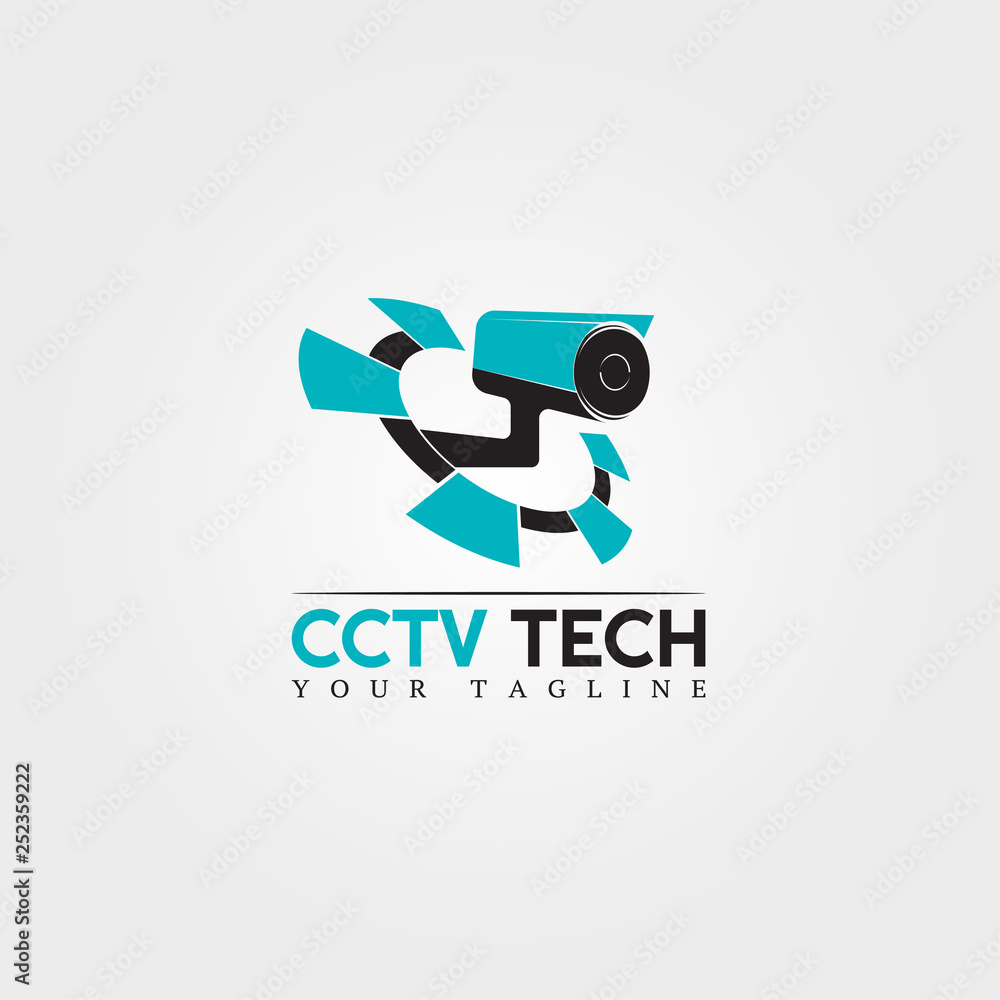 PrintCctv camera icon template, vector logo technology creative, illustration element