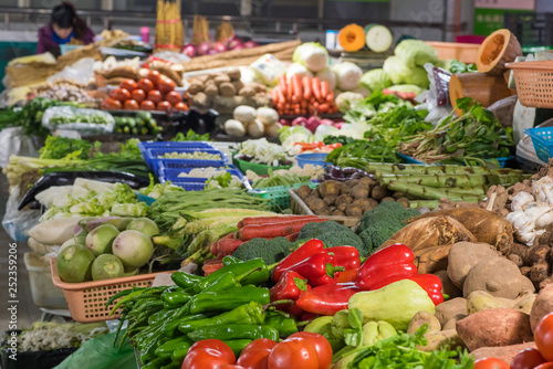 Assorted vegetables in a market in Chengdu, China